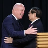 Thủ tướng Phạm Minh Chính và Thủ tướng New Zealand Christopher Luxon tại buổi gặp báo chí. (Ảnh: Dương Giang/TTXVN)