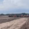 Mặt bằng dự án thành phần 3 cao tốc Biên Hòa-Vũng Tàu đoạn qua thị xã Phú Mỹ, tỉnh Bà Rịa-Vũng Tàu đang được san lấp mặt bằng. (Ảnh: Hoàng Nhị/TTXVN)