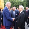 Tổng Bí thư Nguyễn Phú Trọng đón Tổng thống Hoa Kỳ Joe Biden thăm cấp Nhà nước tới Việt Nam, chiều 10/9/2023. (Ảnh: Trí Dũng/ TTXVN)