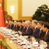 Tổng Bí thư, Chủ tịch nước Tô Lâm và Đoàn cấp cao Việt Nam tại cuộc hội đàm. (Ảnh: Trí Dũng/TTXVN)