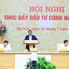 Thủ tướng Phạm Minh Chính chủ trì Hội nghị thúc đẩy đầu tư công năm 2024. (Ảnh: Dương Giang/TTXVN)