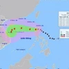 Hướng di chuyển của bão Trami. (Ảnh: TTXVN phát)