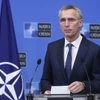 Tổng thư ký NATO Jens Stoltenberg phát biểu trong một cuộc họp báo ở Brussels, Bỉ. (Ảnh: EPA/TTXVN)