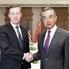 Cố vấn an ninh quốc gia Mỹ Jake Sullivan và Ngoại trưởng Trung Quốc Vương Nghị. (Ảnh: Kyodo)