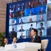 Chủ tịch Yoon Suk Yeol phát biểu tại Hội nghị thượng đỉnh AI Seoul, ngày 21/5. (Nguồn: Yonhap)