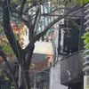 Hiện trường ngôi nhà 4 tầng sau vụ cháy. (Ảnh: Hoàng Hiếu/TTXVN)