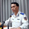 Thiếu tướng Vũ Trung Kiên, Phó Tư lệnh Cảnh sát Biển Việt Nam phát biểu. (Ảnh: Trịnh Bang Nhiệm/TTXVN)