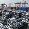 Xe ôtô chạy bằng năng lượng mới chờ xuất khẩu tại khu cảng ở thành phố Thái Thương thuộc Tô Châu, tỉnh Giang Tô, Trung Quốc. (Ảnh: THX/TTXVN)