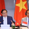 Thủ tướng Phạm Minh Chính và Tổng thống Indonesia Joko Widodo chủ trì Đối thoại doanh nghiệp cấp cao Việt Nam-Indonesia. (Ảnh: Dương Giang/TTXVN)