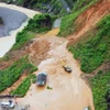 Hiện trường sạt lở tại bản Nà Lếch, xã Chiềng Lao, huyện Mường La tháng 6/2023. (Ảnh: Quang Quyết/TTXVN)