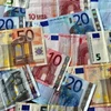 Đồng tiền giấy euro các mệnh giá. (Ảnh: AFP/TTXVN)