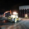 Dự án Đường ven biển nối cảng Liên Chiểu được các nhà thầu tổ chức thi công ngày đêm để đẩy nhanh tiến độ. (Ảnh: Quốc Dũng/TTXVN)