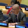 Công sứ Nguyễn Hoàng Nguyên, Phó Trưởng Phái đoàn Thường trực Việt Nam tại Liên hợp quốc phát biểu tại phiên họp. (Ảnh: TTXVN phát)