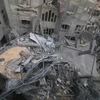 Cảnh đổ nát sau các cuộc không kích của Israel xuống thành phố Rafah, Dải Gaza ngày 24/3/2024. (Ảnh: THX/TTXVN)