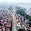 Dự án mở rộng đường Âu Cơ-Nghi Tàm (quận Tây Hồ) đoạn từ nút giao khách sạn Thắng Lợi đến nút giao cầu Nhật Tân dài 3,7km. (Ảnh: Tuấn Anh/TTXVN)