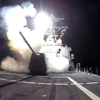 Các lực lượng Mỹ và Anh tiến hành cuộc tấn công nhằm vào các mục tiêu của Houthi ở Yemen ngày 3/2/2024. (Ảnh: AFP/TTXVN)