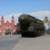 Tên lửa xuyên lục địa Yars của Nga tham gia duyệt binh diễu hành mừng Ngày Chiến thắng ở Quảng trường Đỏ tại Moskva, ngày 7/5/2016. (Nguồn: THX/TTXVN)
