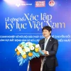Ông Hoàng Mai Chung, Chủ tịch Hội đồng Quản trị Meey Group phát biểu tại lễ công bố xác lập Kỷ lục Việt Nam