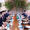 Thủ tướng Phạm Minh Chính hội kiến Tổng thống Brazil Luiz Inácio Lula da Silva. (Ảnh: Dương Giang/TTXVN)