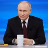 Tổng thống Nga Vladimir Putin tại cuộc họp báo cuối năm ở Moskva ngày 14/12/2023. (Ảnh: AFP/TTXVN)