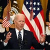 Tổng thống Mỹ Joe Biden phát biểu tại cuộc họp báo ở Nhà Trắng. (Ảnh: AFP/TTXVN)