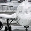 Tuyết phủ dày trên một chiếc máy bay ở Sân bay Munich của Đức. (Nguồn: Yahoo)