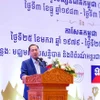 Bộ trưởng Bộ Thông tin Campuchia Neth Phektra phát biểu tại sự kiện. (Nguồn: Khmer Times)