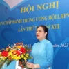 Ủy viên Trung ương Đảng, Chủ tịch Hội Liên hiệp Phụ nữ Việt Nam Hà Thị Nga phát biểu khai mạc hội nghị. (Ảnh: Phương Hoa/TTXVN)