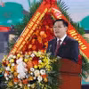 Chủ tịch Quốc hội Vương Đình Huệ phát biểu tại Lễ kỷ niệm 60 năm ngày Bác Hồ thăm tỉnh Thái Nguyên. (Ảnh: An Đăng/TTXVN)