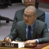 Tham tán Công sứ Nguyễn Hoàng Nguyên, Phó Trưởng Phái đoàn thường trực Việt Nam tại Liên hợp quốc, phát biểu tại phiên thảo luận. (Ảnh: TTXVN phát)