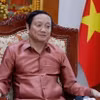 Đại sứ Việt Nam tại Lào Nguyễn Bá Hùng, tại cuộc trả lời phỏng vấn. (Ảnh: Phạm Kiên/TTXVN)