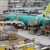 Dây chuyền sản xuất máy bay 737 MAX tại nhà máy của Boeing ở Renton, bang Washington, Mỹ. (Ảnh: REUTERS/TTXVN)