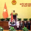 Chủ tịch Quốc hội Trần Thanh Mẫn tuyên thệ nhậm chức. (Ảnh: TTXVN)