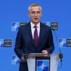 Tổng thư ký NATO Jens Stoltenberg phát biểu tại một cuộc họp báo ở Brussels, Bỉ. (Ảnh: AFP/TTXVN)