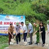 Khởi công cây cầu dân sinh vượt lũ tại thôn Ma Ngán Sán, xã Tả Ván, Quản Bạ, Hà Giang. (Ảnh: TTXVN phát)