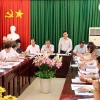 Chủ tịch Ủy ban Nhân dân tỉnh Sóc Trăng Trần Văn Lâu phát biểu chỉ đạo tại Cơ sở cai nghiện ma túy sau khi kiểm tra khảo sát. (Ảnh: Trung Hiếu/TTXVN)