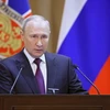 Tổng thống Nga Vladimir Putin phát biểu tại một sự kiện ở Moskva ngày 28/2/2023. (Ảnh: AFP/TTXVN)