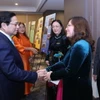 Thủ tướng Phạm Minh Chính gặp đại diện Hội Trí thức và Chuyên gia Việt Nam tại Australia (VASEA). (Ảnh: Dương Giang/TTXVN)
