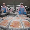 Sản phẩm tôm đông lạnh xuất khẩu của Tập đoàn Thuỷ sản Minh Phú. (Ảnh: Vũ Sinh/TTXVN)