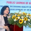 Thứ trưởng Bộ Lao động, Thương binh và Xã hội Nguyễn Thị Hà phát biểu khai mạc Hội thảo. (Ảnh: Văn Đức/TTXVN)