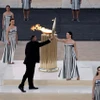 Lễ chuyển giao ngọn đuốc Olympic cho ban tổ chức Olympic Paris 2024 tại Athens, Hy Lạp. (Ảnh: Reuters)