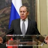 Ngoại trưởng Sergei Lavrov tại cuộc họp báo ở Moskva, Nga. (Ảnh: AFP/TTXVN)