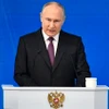 Tổng thống Nga Vladimir Putin trình bày Thông điệp liên bang trước Quốc hội ở Moskva ngày 29/2/2024. (Ảnh: AFP/TTXVN)