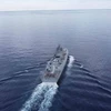 Tàu khu trục Đô đốc Gorshkov của Nga tập trận trên Biển Arab. (Nguồn: EPA)