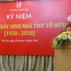 Nhà thơ Hữu Thỉnh, Chủ tịch Liên hiệp các Hội Văn học Nghệ thuật Việt Nam, Chủ tịch Hội Nhà văn Việt Nam phát biểu tại lễ kỷ niệm. (Nguồn: Hội Nhà văn Việt Nam)