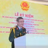 Đại tá Trịnh Ngọc Đại, Tùy viên Quốc phòng phát biểu tại lễ kỷ niệm. (Ảnh: TTXVN phát)
