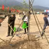 Các đại biểu tham gia trồng cây. (Ảnh: PV/Vietnam+)
