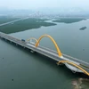 Cầu có tổng mức đầu tư hơn 1.700 tỷ đồng từ nguồn ngân sách tỉnh. (Ảnh: Quốc Khánh/TTXVN)