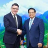 Thủ tướng Phạm Minh Chính tiếp Thủ hiến bang Hessen (Đức) Boris Rhein. (Ảnh: Dương Giang/TTXVN)