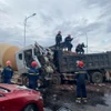 Hiện trường vụ tai nạn. (Ảnh: TTXVN phát)